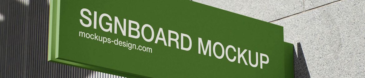 2 Free Rectangle Projecting Sign Mockup PSD Files