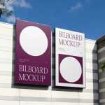 2 Free Vertical Billboards Mockup on Building - Free PSD Download 2 Free Vertical Billboards Mockup on Building