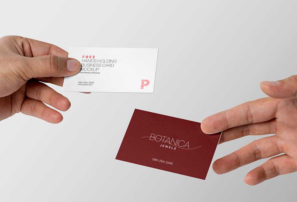 2 Hands Holding Business Card Mockup PSD