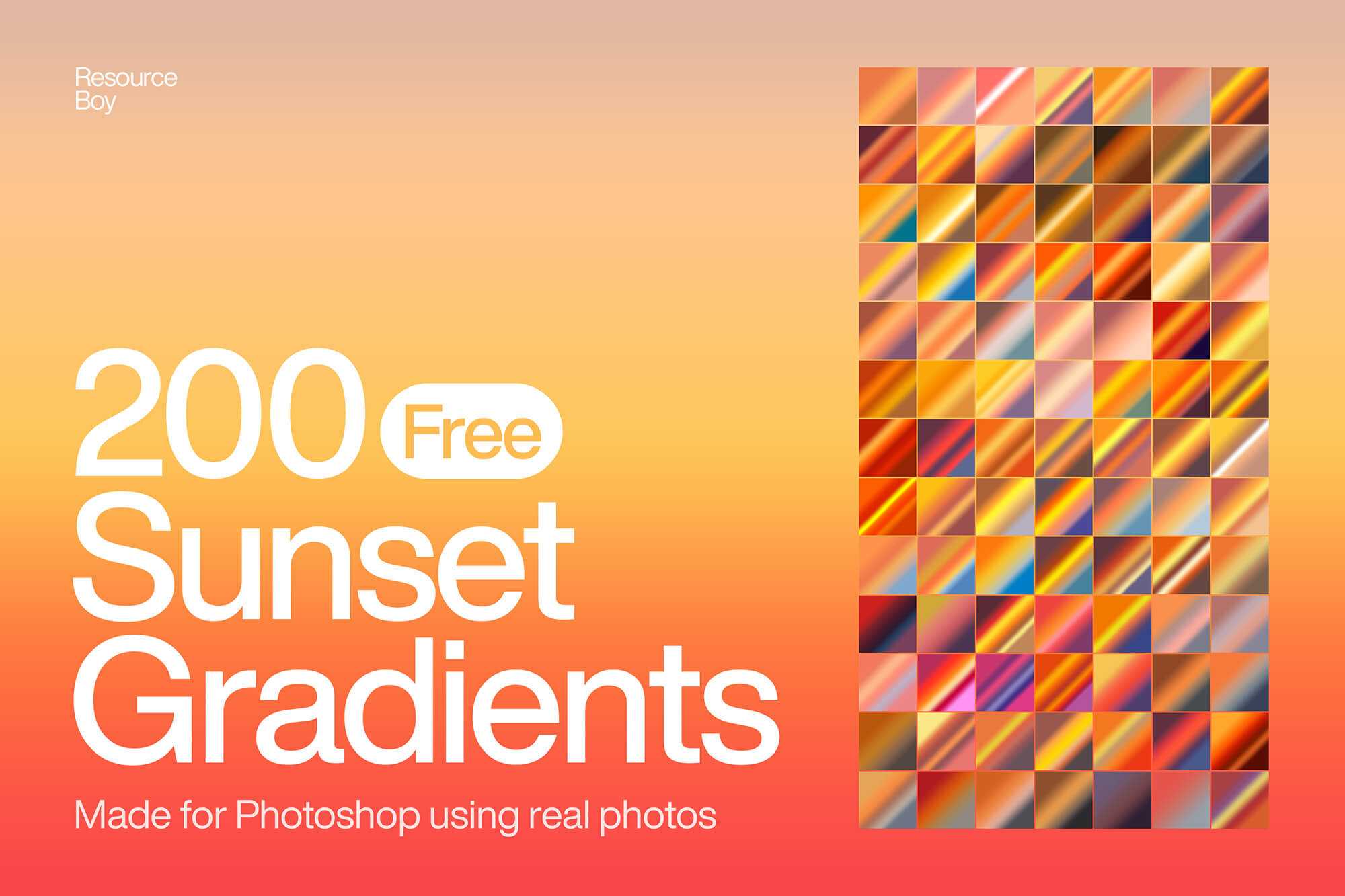 200 Free Sunset Photoshop Gradients .gdr file