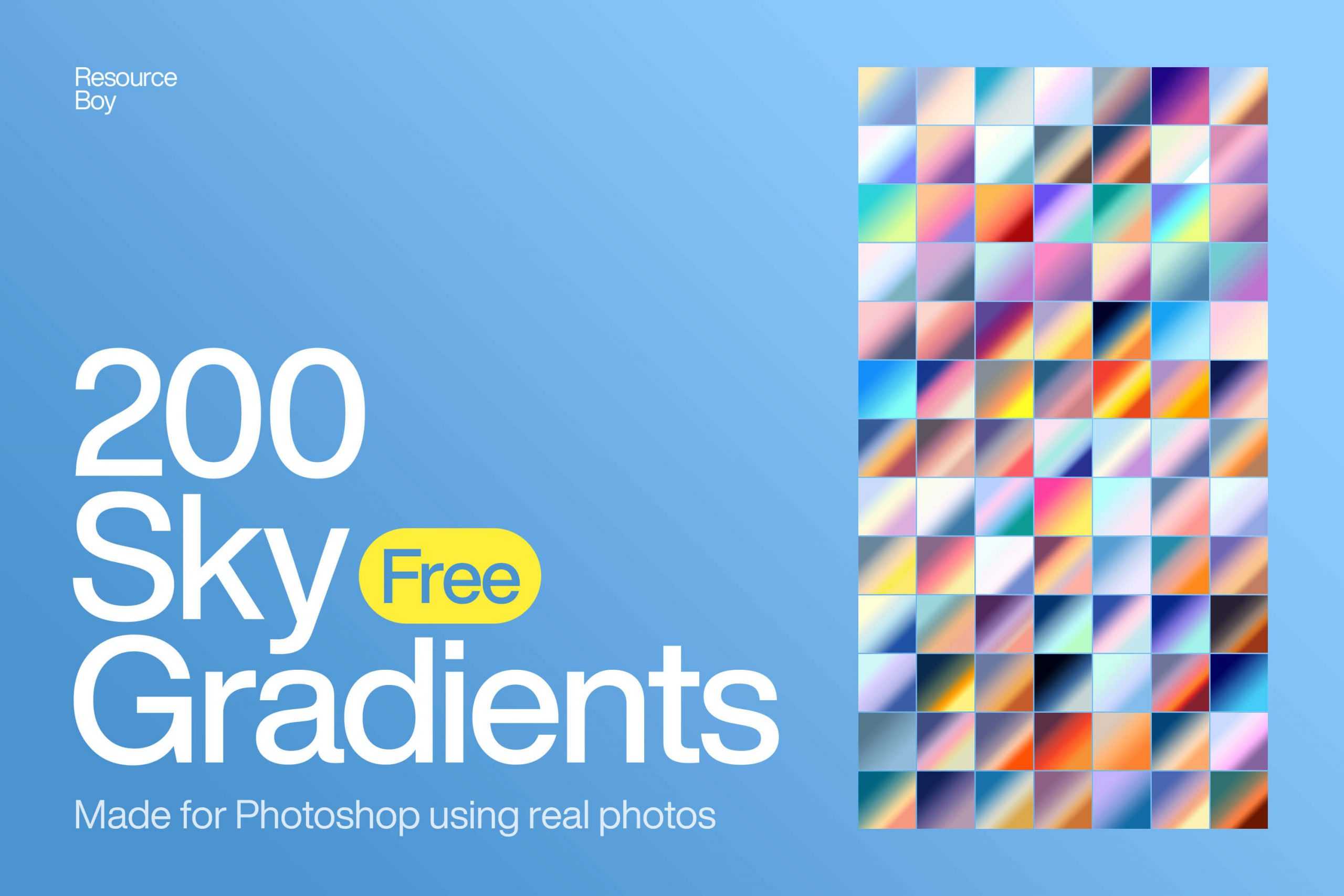 200 Sky Color Free Photoshop Gradients .GDR file