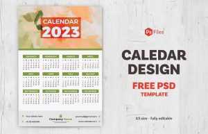 2023 A3 Calendar Design PSD Template free