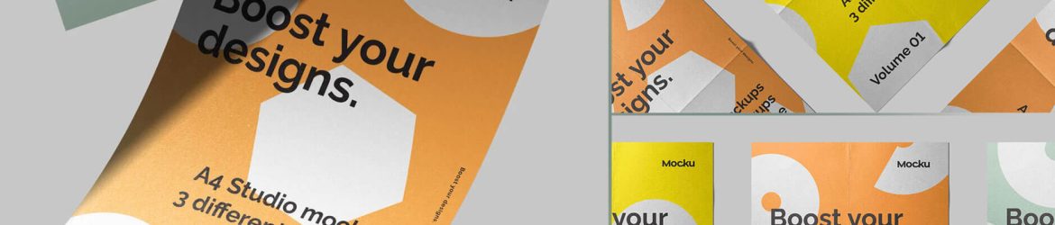 3 Free A4 Paper Studio Mockups PSD set