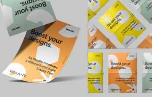 3 Free A4 Paper Studio Mockups PSD set