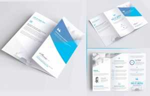 3 Free A4 Tri-Fold Brochure Mockups PSD all side angle view
