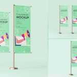 3 Free Advertising Flag Banner Mockup PSD Set
