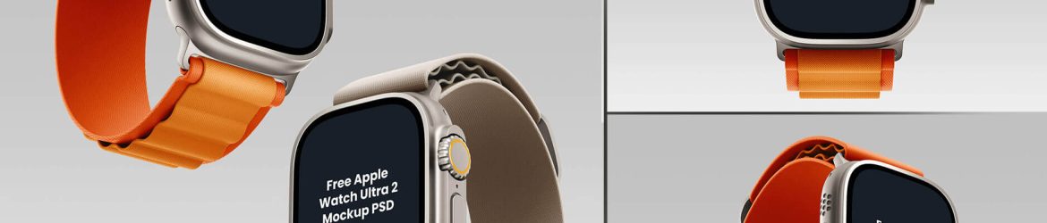 3 Free Apple Watch Ultra 2 Mockup PSD Set 3 Free Apple Watch Ultra 2 Mockup PSD Set