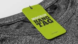 3 Free Clothing Hang Tag Mockup on a T-Shirt PSD