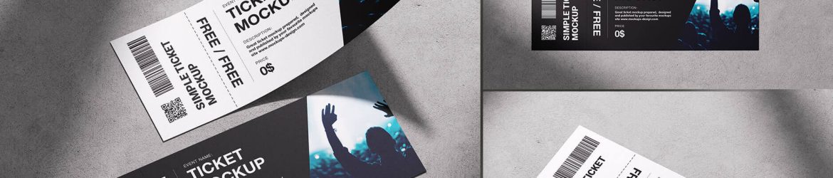 3 Free Concert Tickets Mockup PSD set
