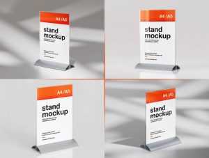 3 Free Desk Stand Mockups PSD set