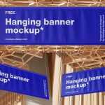 3 Free Expo Hall Ceiling Hanging Banners Mockup PSD Files