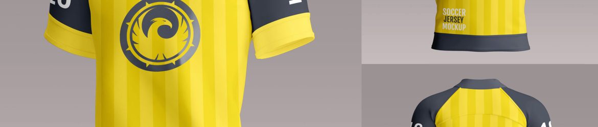3 Free Half Sleeves Soccer Jersey Mockup PSD Set