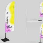 3 Free Indoor Blade Feather Flag Banner Mockup PSD Files