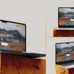 3 Free MacBook Mockups On Stone PSD