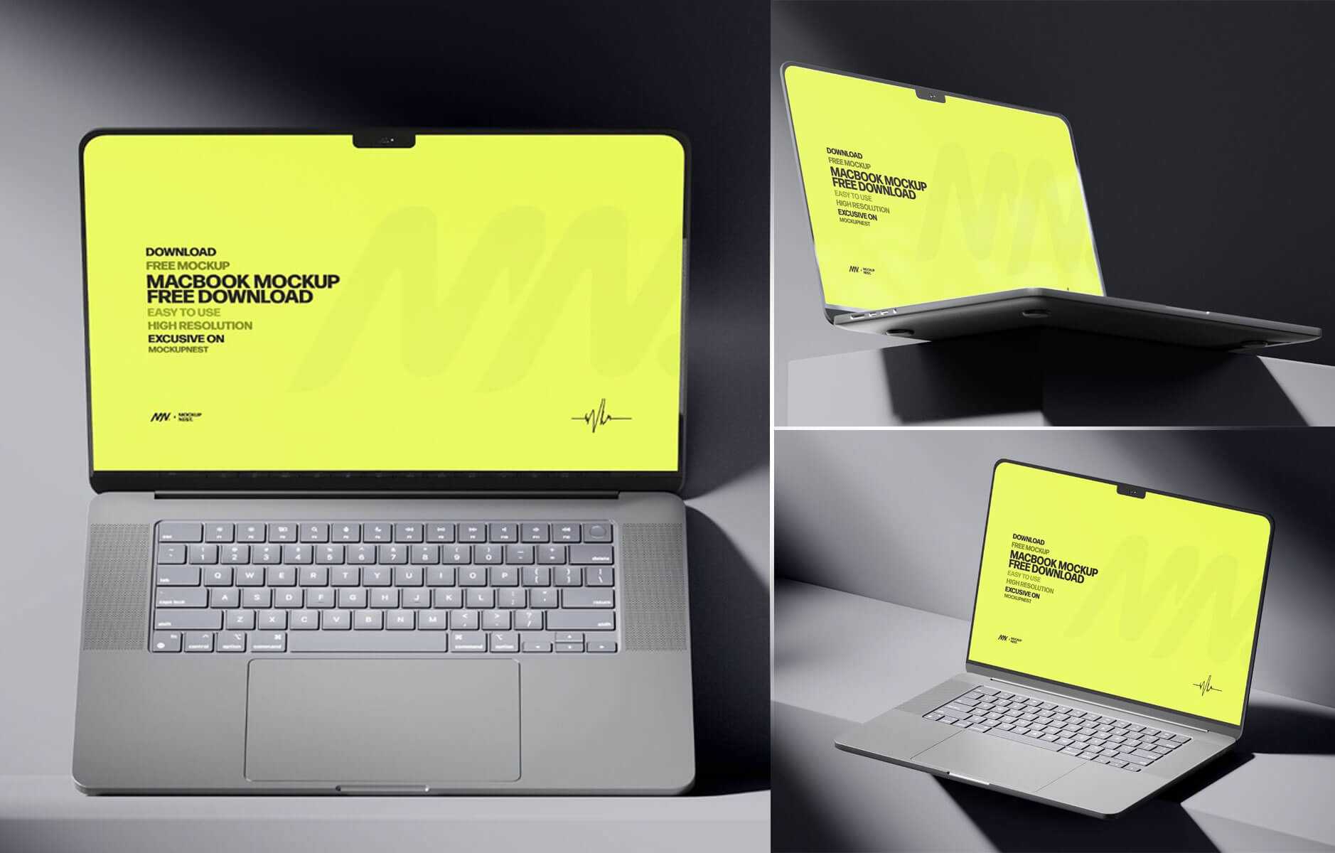3 Free Macbook Pro Mockup In Dark Light
