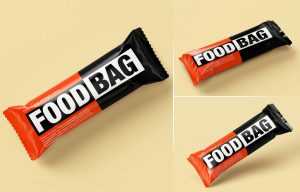 3 Free Orange Snack Bar Wrapper Design Packaging Mockup PSD