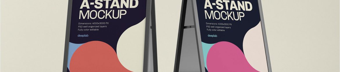 3 Free Outdoor Advertising A-Stand Mockup PSD set