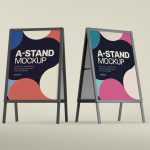 3 Free Outdoor Advertising A-Stand Mockup PSD set