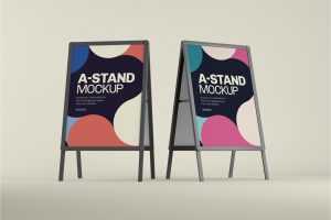 3 Free Outdoor Advertising A-Stand Mockup PSD set