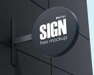 3 Free Realistic Round Wall Mounted Signage Mockup