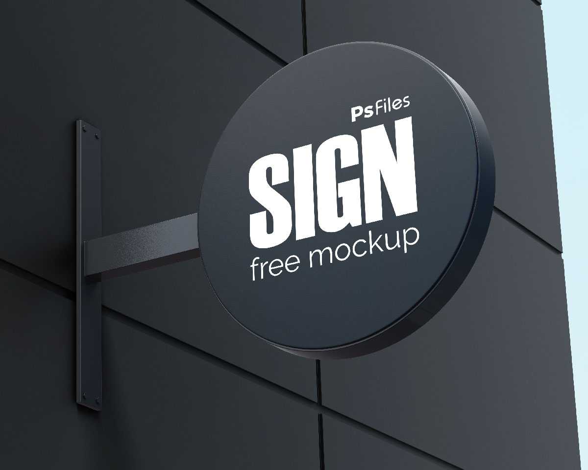 3 Free Realistic Round Wall Mounted Signage Mockup