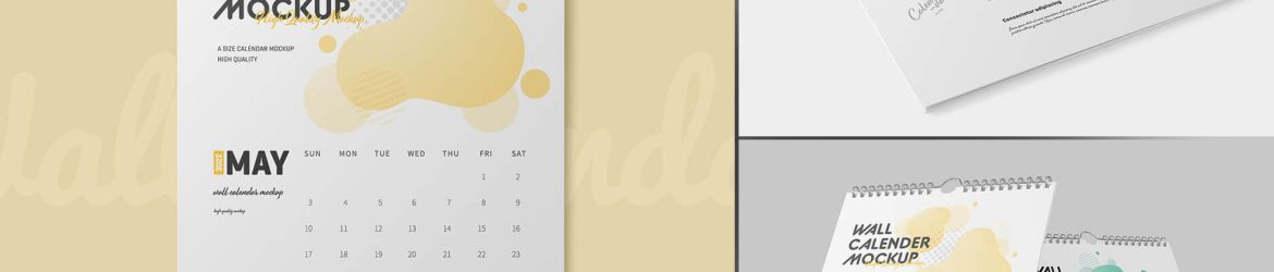 3 Free Ring Binding Wall Calendar Mockup 2024 PSD Files