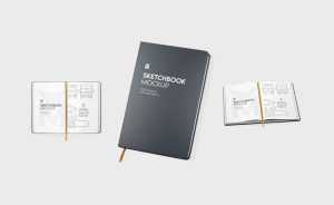 3 Free Sketchbook Mockup PSD Set