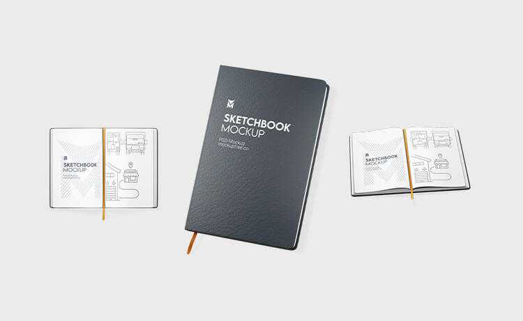 3 Free Sketchbook Mockup PSD Set