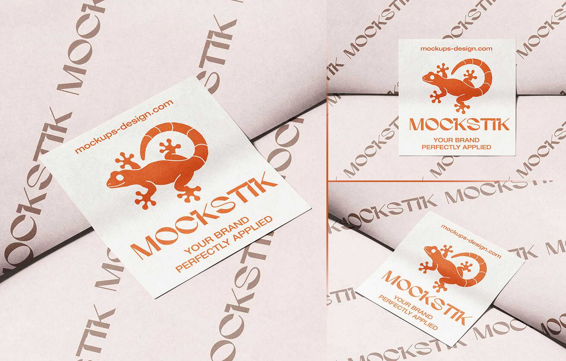 3 Free Square Paper Sticker Mockup PSD Set - Realistic Packaging Label & Logo Display