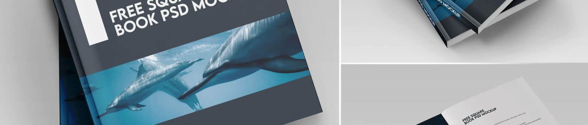 3 Free Square Softcover Book Mockup PSD Files