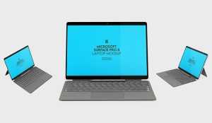 3 Free Surface Pro 8 2-in-1 Business Laptop Mockup PSD Set Free PSD