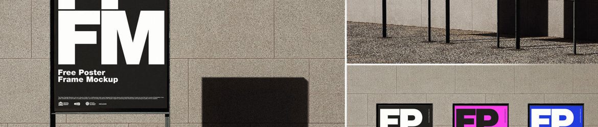 3 Free Thin Metal Frame Poster Mockup PSD Files