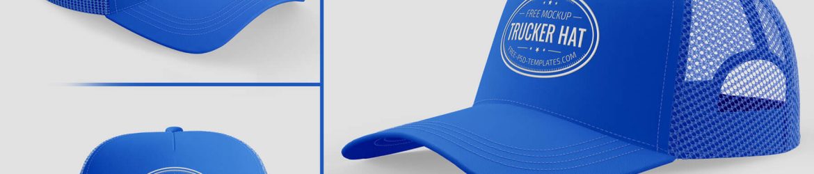 3 Free Trucker Hat Cap Mockup PSD set