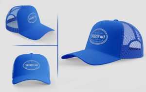 3 Free Trucker Hat Cap Mockup PSD set