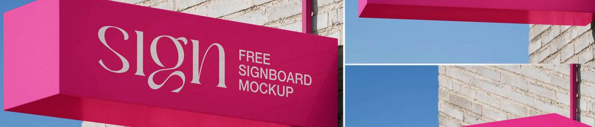 3 Free Vibrant Signboard Mockup PSD
