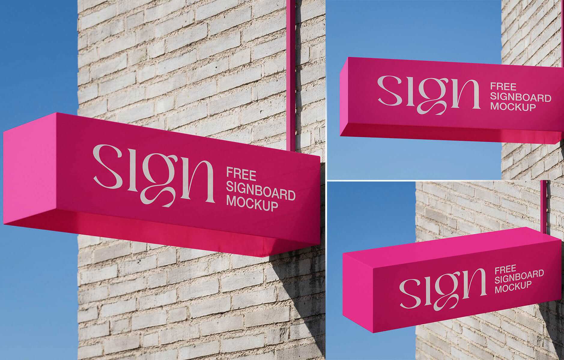 3 Free Vibrant Signboard Mockup PSD