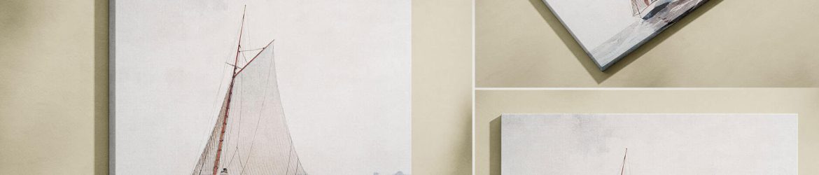 3 Free Wall Canvas Painting Mockup PSD Set