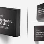 3 Free Wall Mounted Square LOGO Signboard Mockup PSD Files