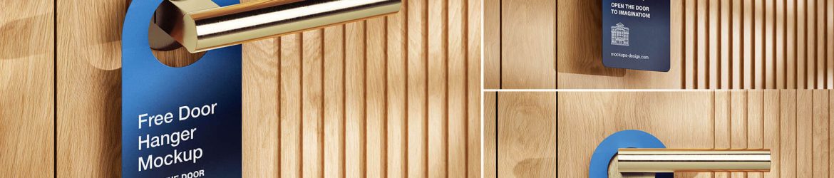 3 Free Wooden Door Hanger Mockup PSD Files