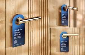 3 Free Wooden Door Hanger Mockup PSD Files