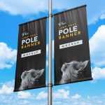 3 Outdoor Advertising Flag Pole Banner Free Mockup PSD