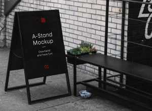 3 Outdoor Sign A-Stand Mockup Free PSD