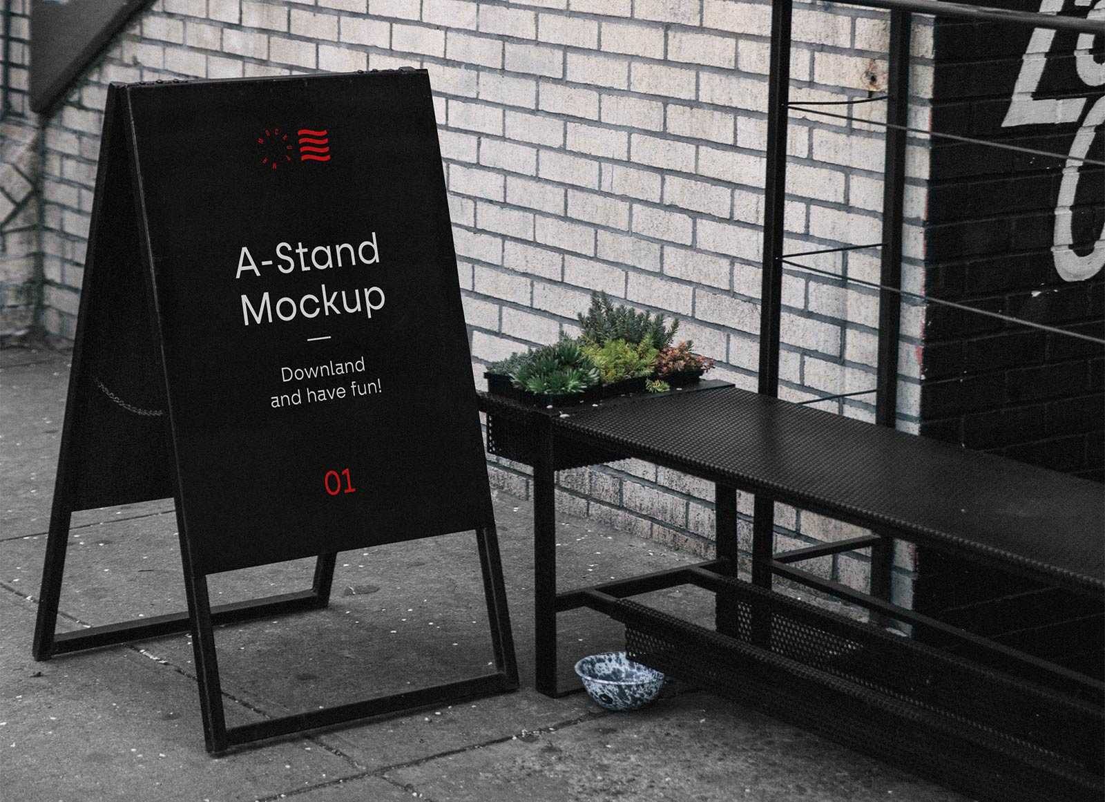 3 Outdoor Sign A-Stand Mockup Free PSD
