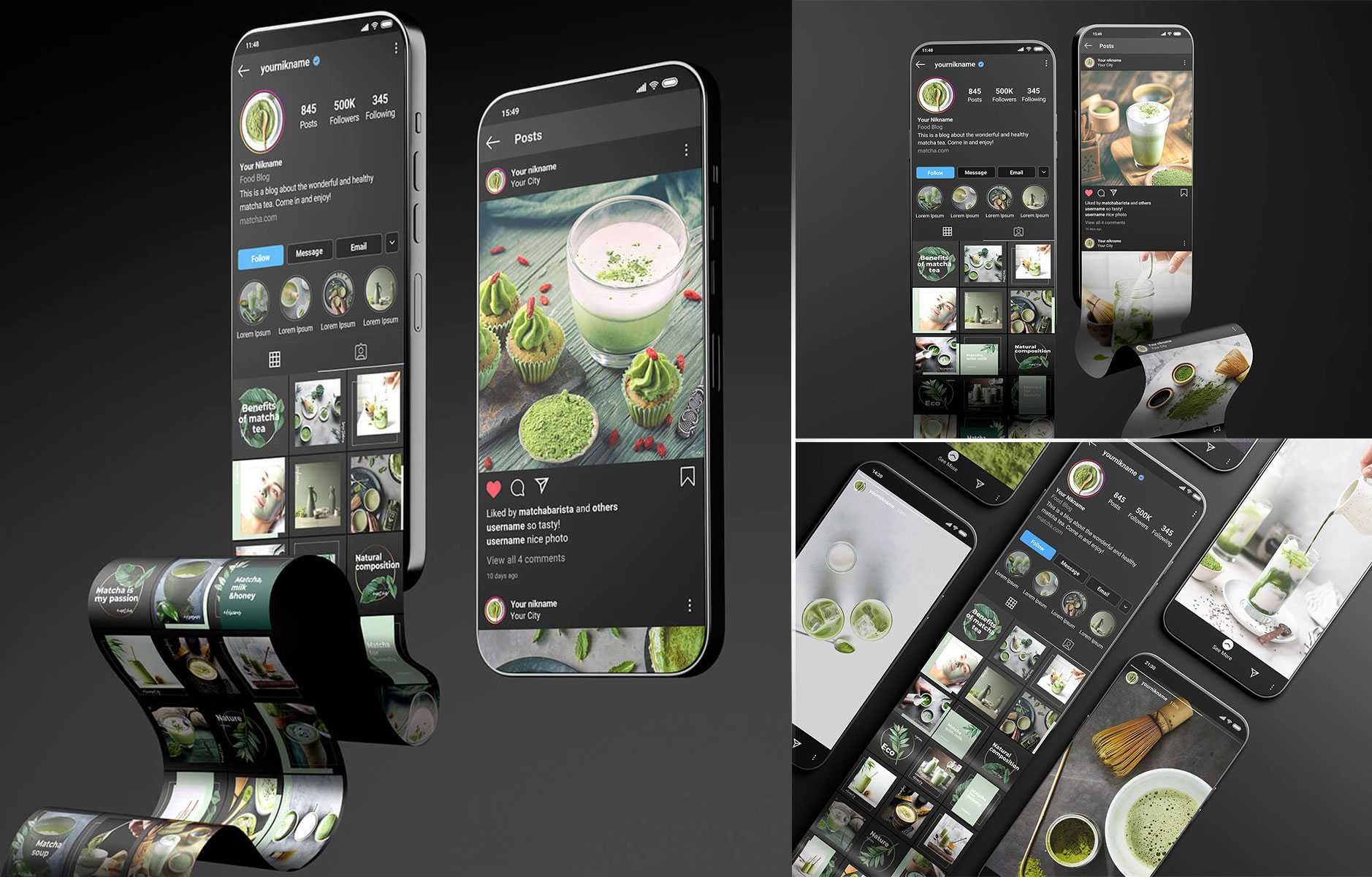 3 Premium Free Instagram Feed Infinite Scroll Mockup PSD set