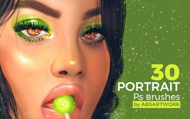 30 Digital Painting Portrait Ps Brushes by Absartwork