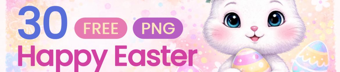 30 Happy Easter Typography PNG Free Download – Colorful Easter Text Styles Bundle