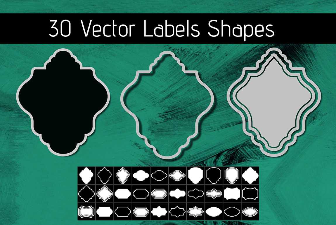 30 Label and Frame Shapes - Photoshop Custom Shapes
