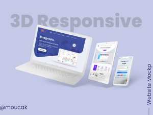 3D Responsive Website Design Mockup PSD