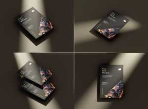 4 Dark Scene Free A4 Flyer Mockup PSD set