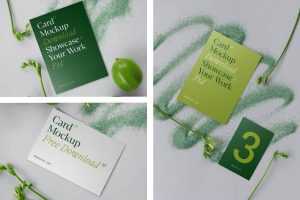4 Different Size Cards Mockup Free PSD set